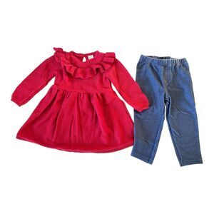 Carter's Girls Sweater Dress and Jeggings Leggings Size 18 Months Fall Winter